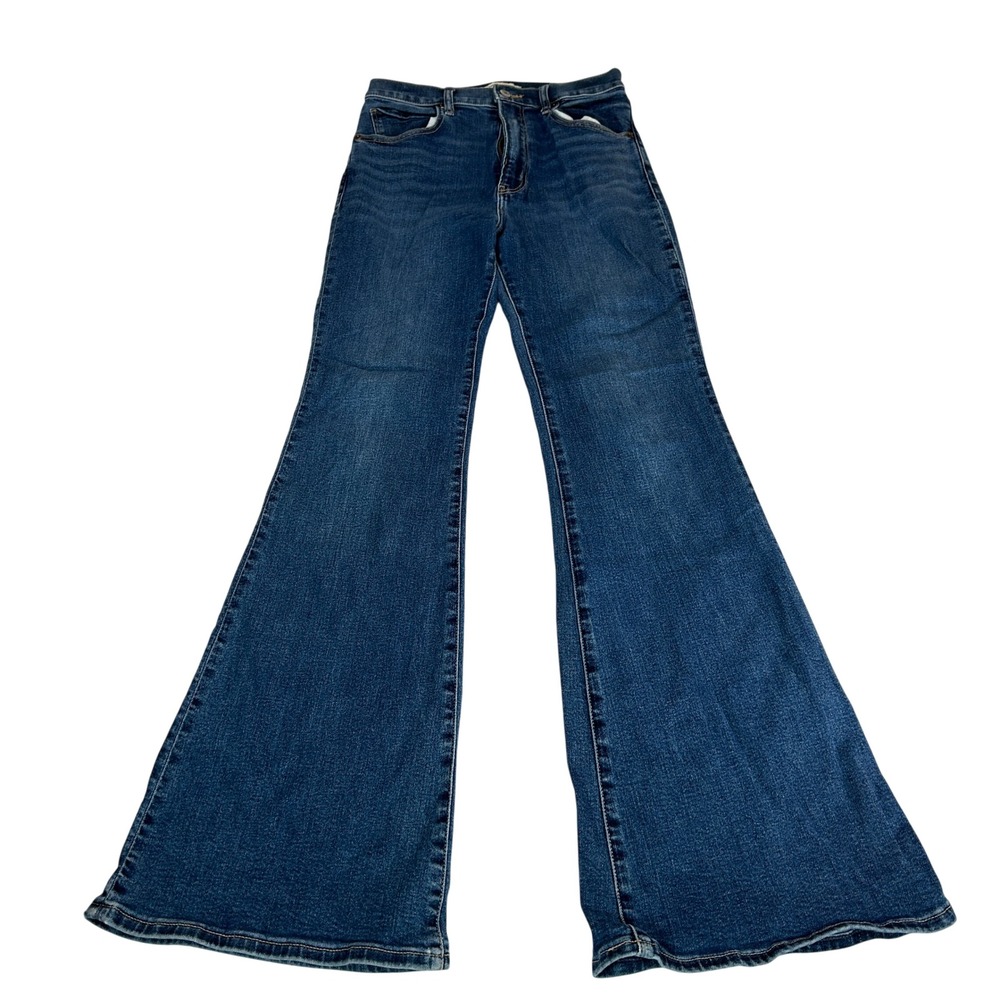 Abercrombie & Fitch Womens High Rise Flare Jeans Blue Dark Wash Denim 27